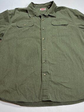 3XL Men's Button Down Wrangler Long Sleeve Shirt Army Green